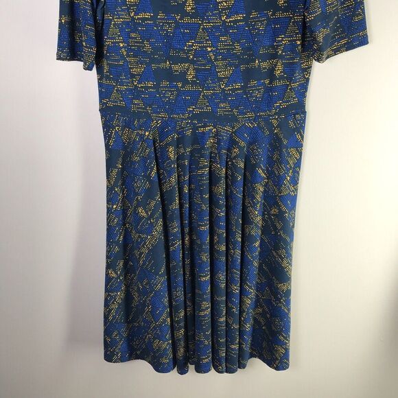 LuLaRoe Nicole Womens Size 2XL Fit & Flare Dress Triangle Geometric Modest Work - Picture 3 of 11
